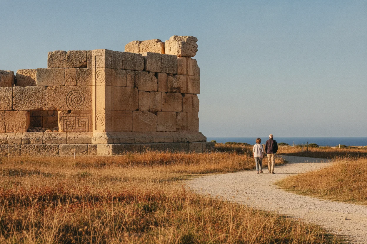 The megalithic temple complex of Hagar Qim under soft October light